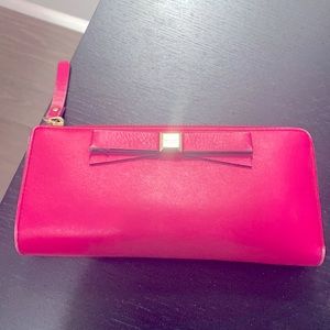 Kate Spade New York dark pink color long leather wallet